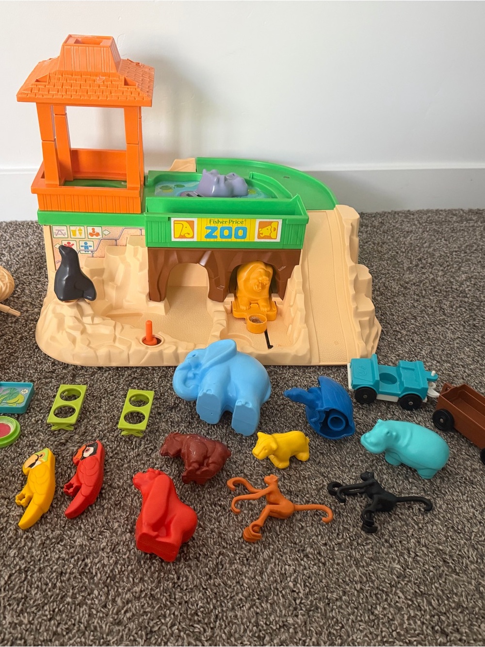 Fisher-Price Vintage 1980s Zoo Playset Almost Complete